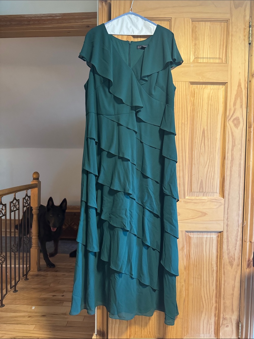Jessica Howard Teal Green Ruffled Maxi Dress